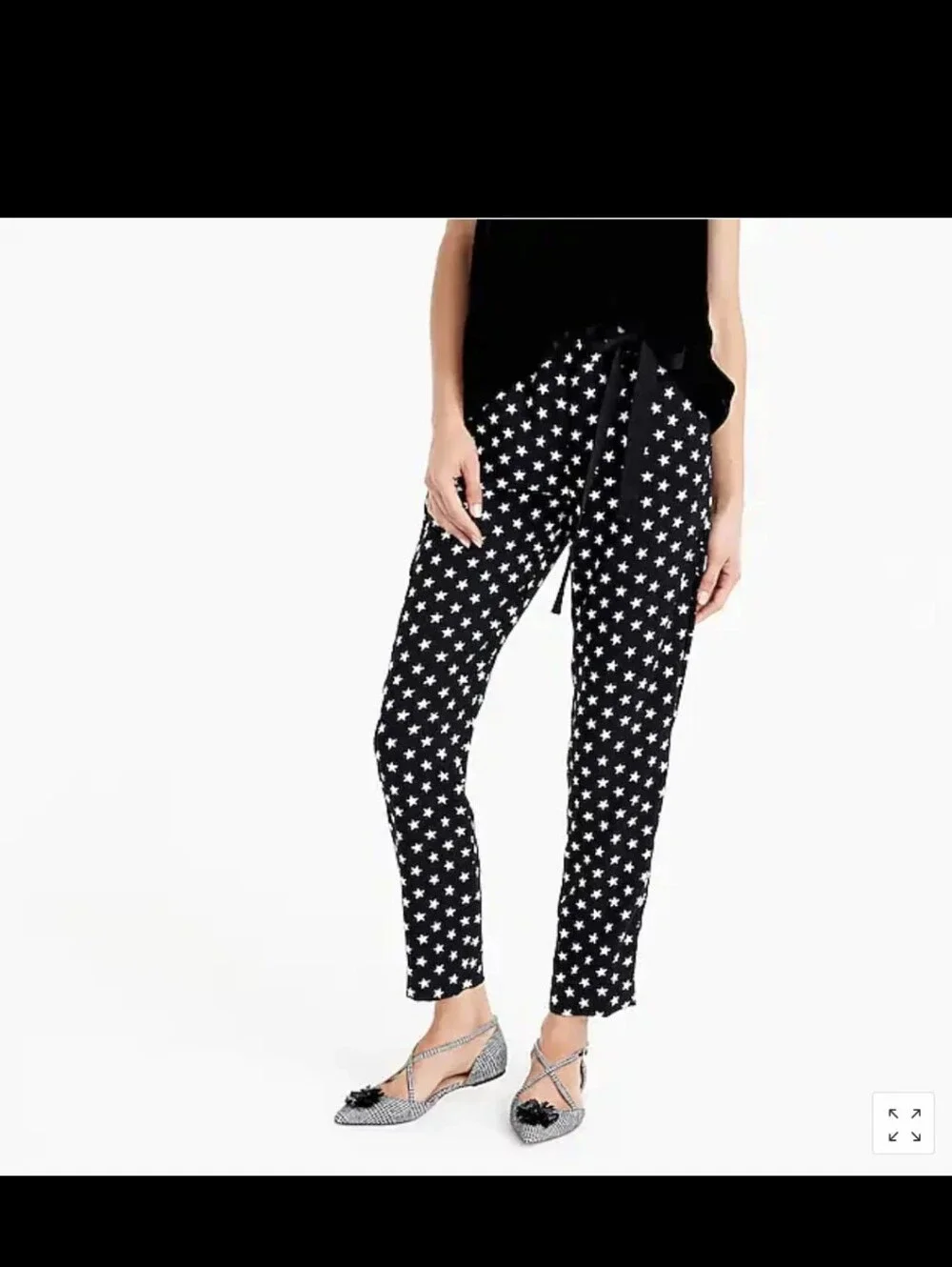 J.Crew Star Print Ribbon Bow Tie Elastic Waist Pants Size 00